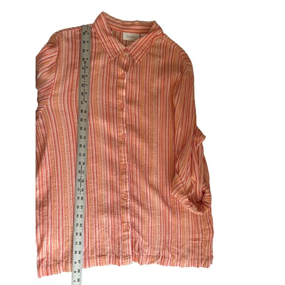 Studio Works Striped Button-Up Shirt Cotton Blend Orange & Pink, Size XL - Picture 7 of 7